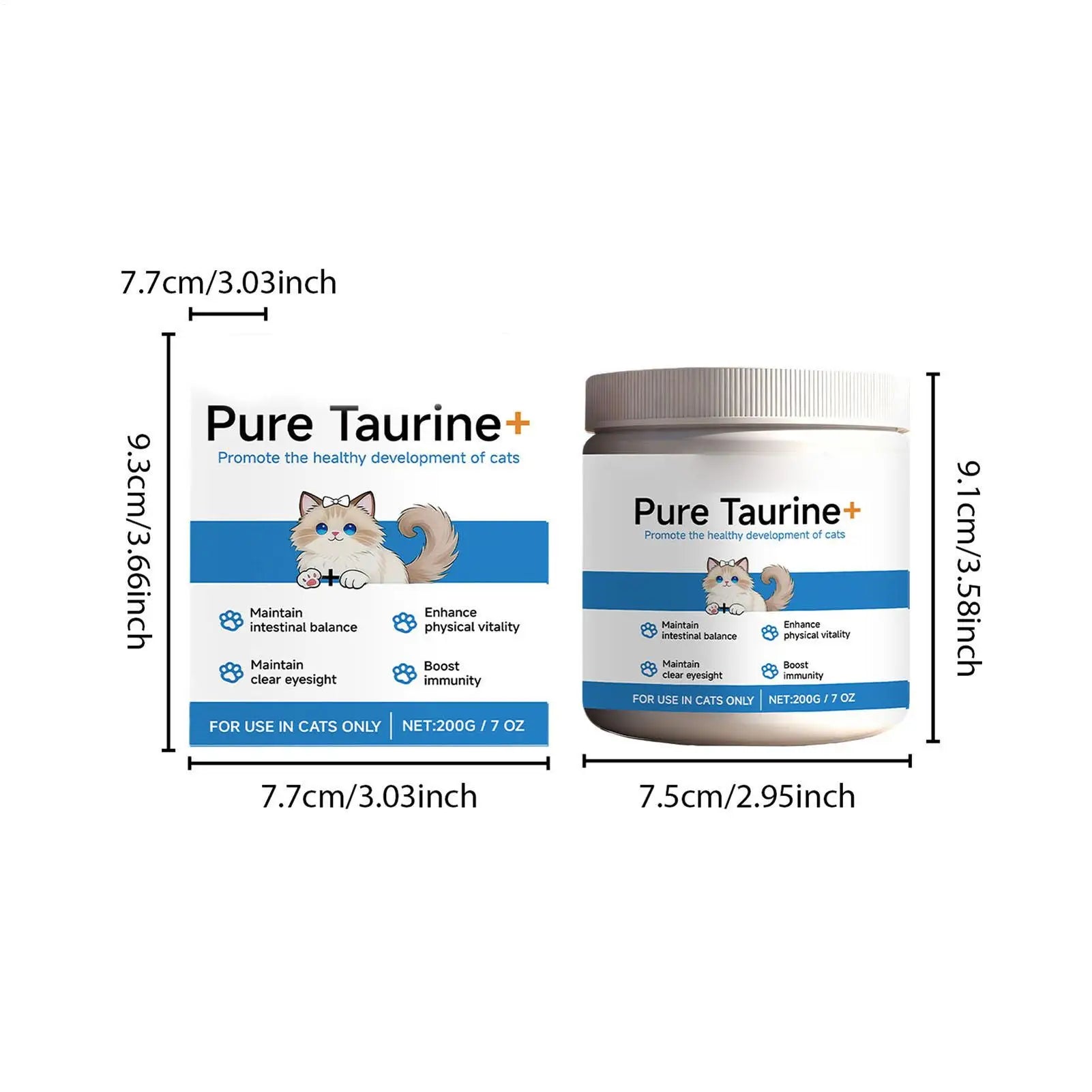 Cats Taurine Powder Support Pet Heart Health and Stability Maintain Pets Vision Gentle Formula Pet Daily Care Nutrition Powder