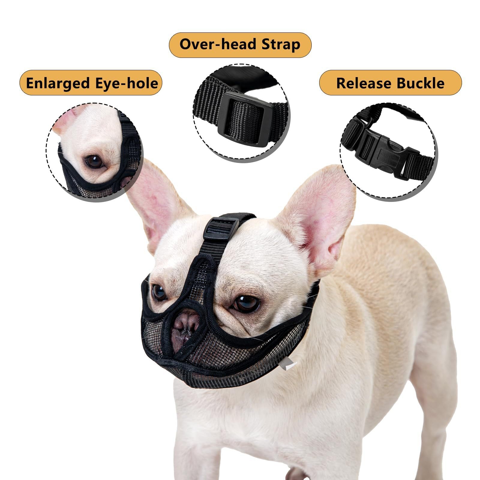 French Muzzle Anti-Bite Short-Snouted Breathable Pug Dog Face Mask Pet