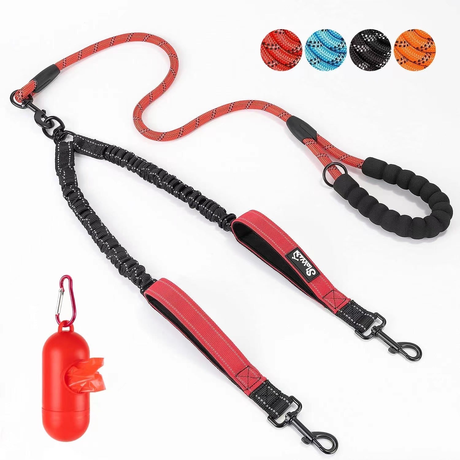 Amazon Double Dog Leash Anti-Escape Cushioning Comfortable 360  Rotating Heavy-Duty Reflective Traction Strap