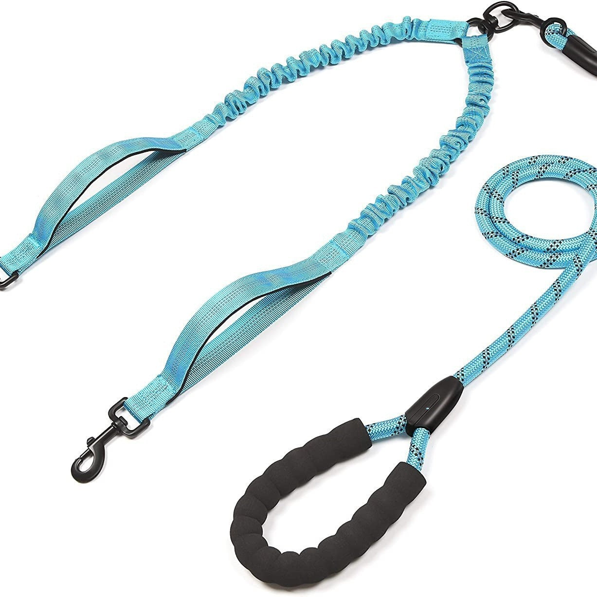 Pet Double Leash, One For Two, Double-Headed Dog Leash, 2 Dog Leashes, Telescopic Elastic Luminous Anti-Tangle Dog Leash
