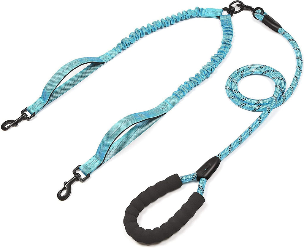 Pet Double Leash, One For Two, Double-Headed Dog Leash, 2 Dog Leashes, Telescopic Elastic Luminous Anti-Tangle Dog Leash