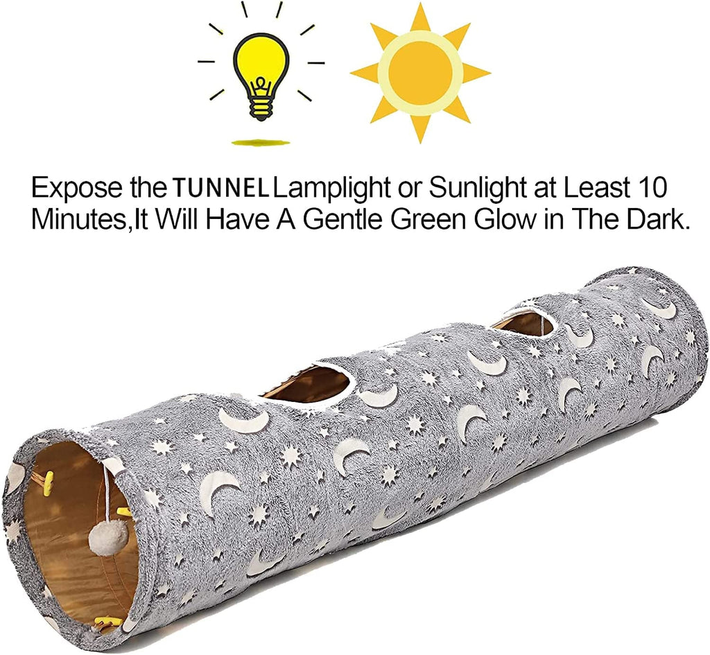Cat Tunnel Tube with Plush Ball Toys Collapsible