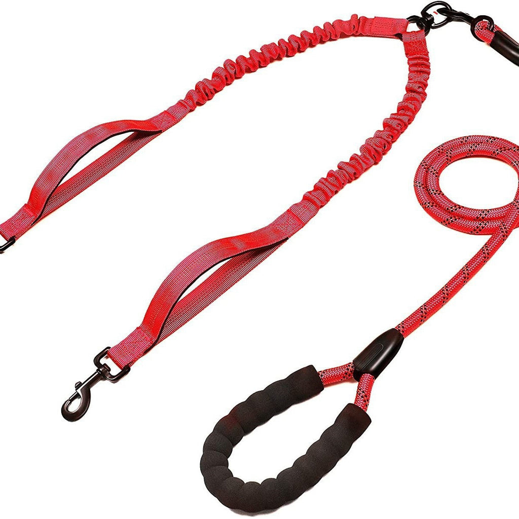 Pet Double Leash, One For Two, Double-Headed Dog Leash, 2 Dog Leashes, Telescopic Elastic Luminous Anti-Tangle Dog Leash