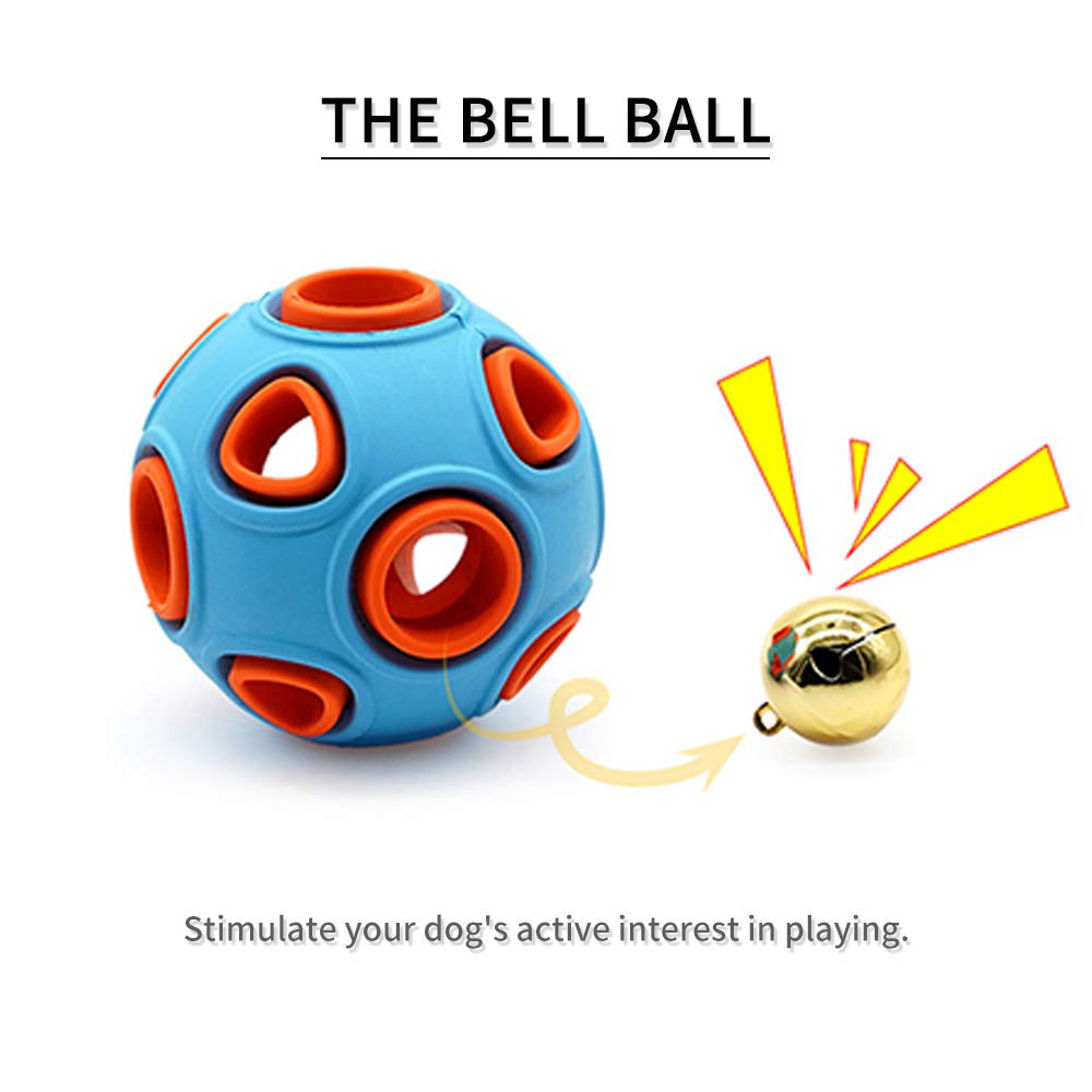 Dog Ball Toy, Dog Interactive Toy With Ring Bell Squeak Toys Dog Rubber Bouncy Ball Pet Exercise Game Puzzle Ball To Increase IQ Search & Catch Bite Resistant Chewing Toy