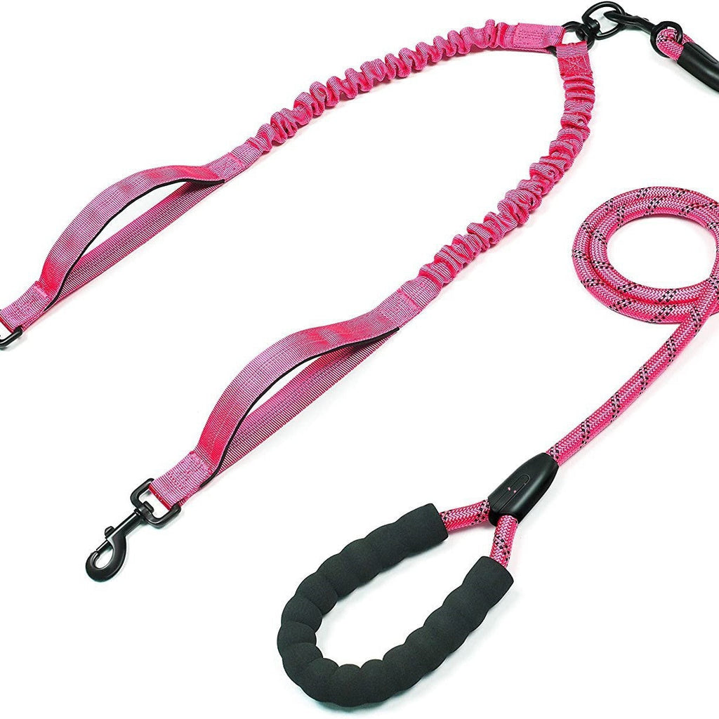 Pet Double Leash, One For Two, Double-Headed Dog Leash, 2 Dog Leashes, Telescopic Elastic Luminous Anti-Tangle Dog Leash
