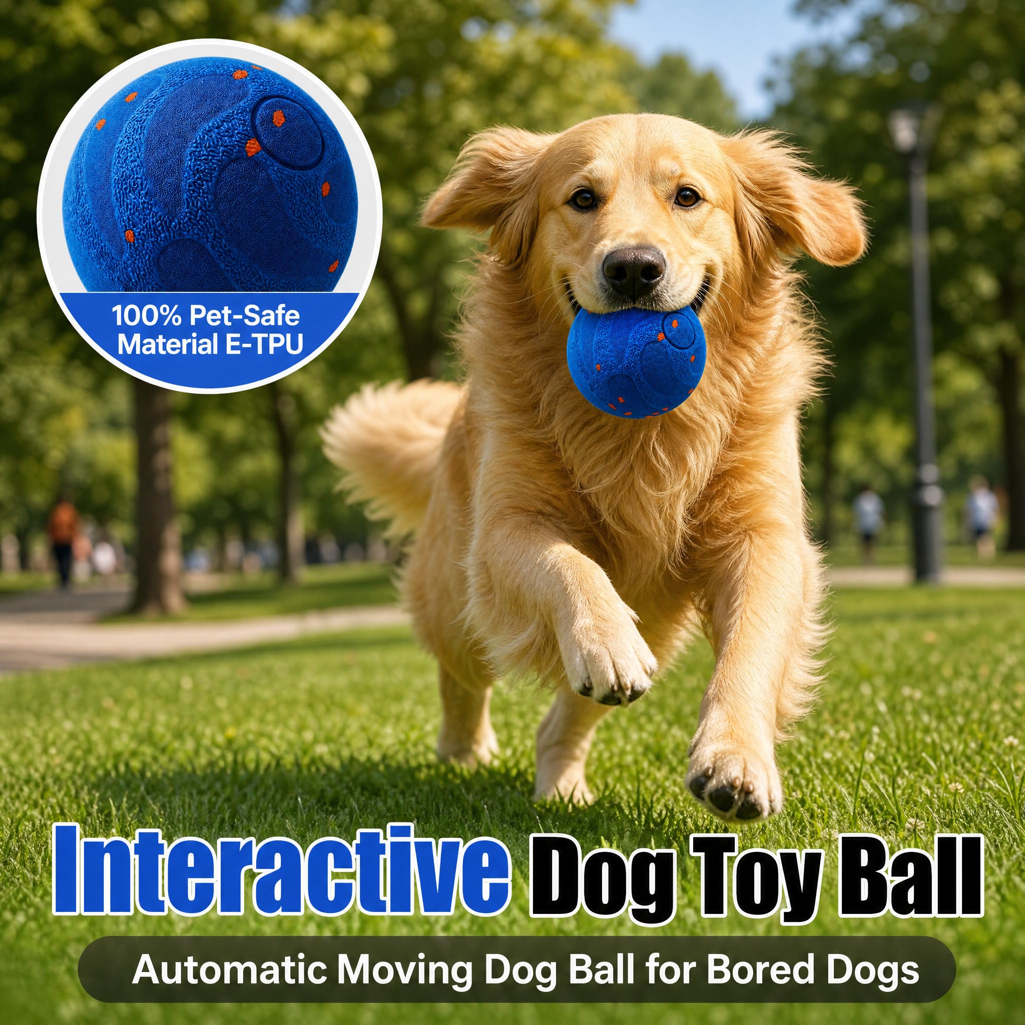 Interactive Dog Toy Ball,Automatic Interactive Dog Ball- Self Moving Toy For Small Medium  Motion Activated, Durable ChewProof ETPU Material, USB Rechargeable, Relieves Boredom