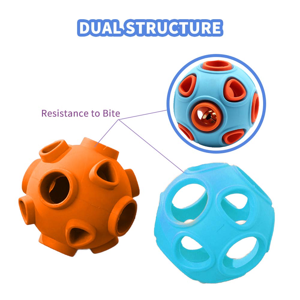 Dog Ball Toy, Dog Interactive Toy With Ring Bell Squeak Toys Dog Rubber Bouncy Ball Pet Exercise Game Puzzle Ball To Increase IQ Search & Catch Bite Resistant Chewing Toy