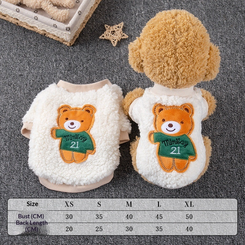 Cute Autumn Winter Dog Hoodie With A Little Bear Pocket