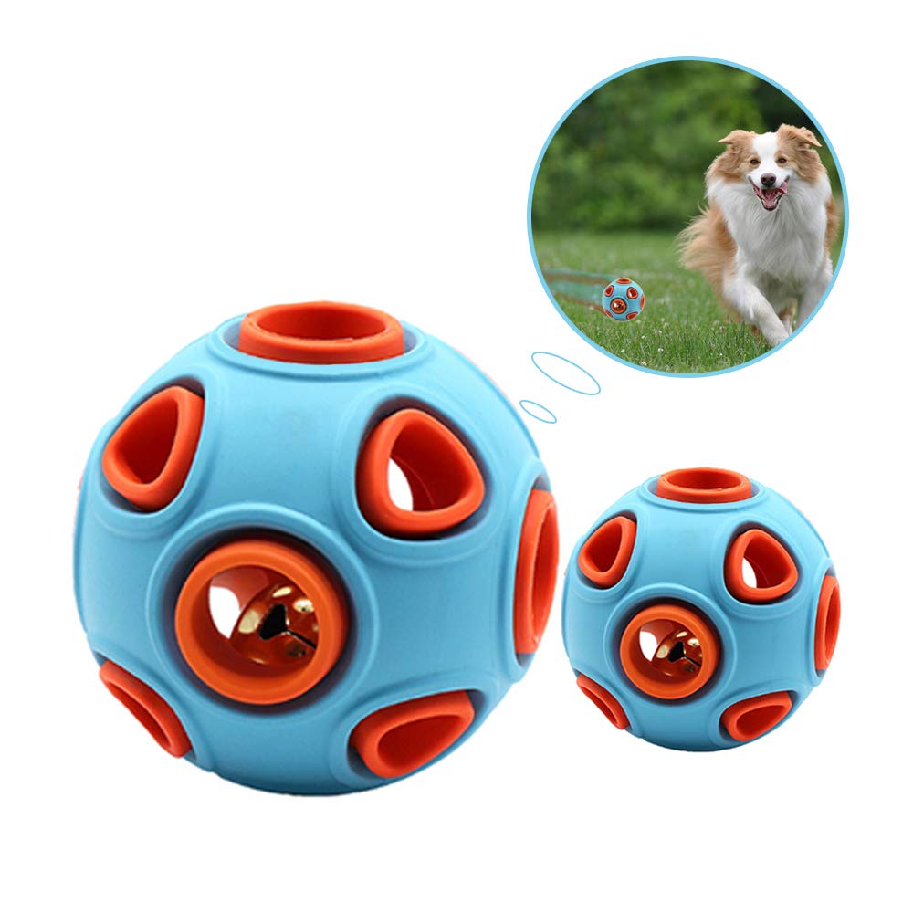 Dog Ball Toy, Dog Interactive Toy With Ring Bell Squeak Toys Dog Rubber Bouncy Ball Pet Exercise Game Puzzle Ball To Increase IQ Search & Catch Bite Resistant Chewing Toy